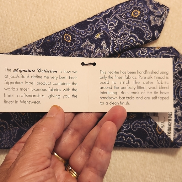 NWT Jos. A. Bank Blue Paisley Men's Tie - Picture 6 of 7